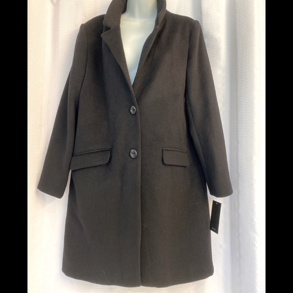 Jones New York Black Wool Blend Coat Size 12 Women's NWT.

37” length